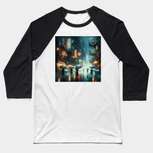 Neon Rain: Timekeeper's Alley Baseball T-Shirt